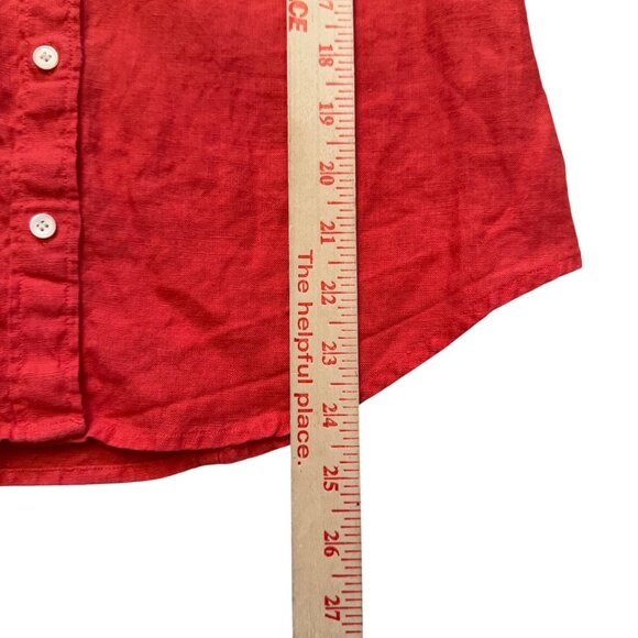 J.Crew X Baird McNutt Perfect Shirt Irish Linen Womens Red Button-Up Size 0 - Picture 4 of 7